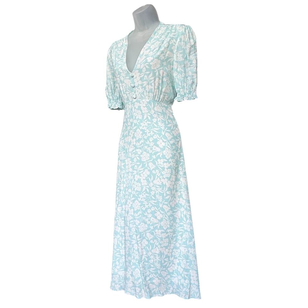 Hobbs London Helen Dress Size 6 (UK 10) Floral Midi Blue Ivory V-Neck Regency - Picture 3 of 12